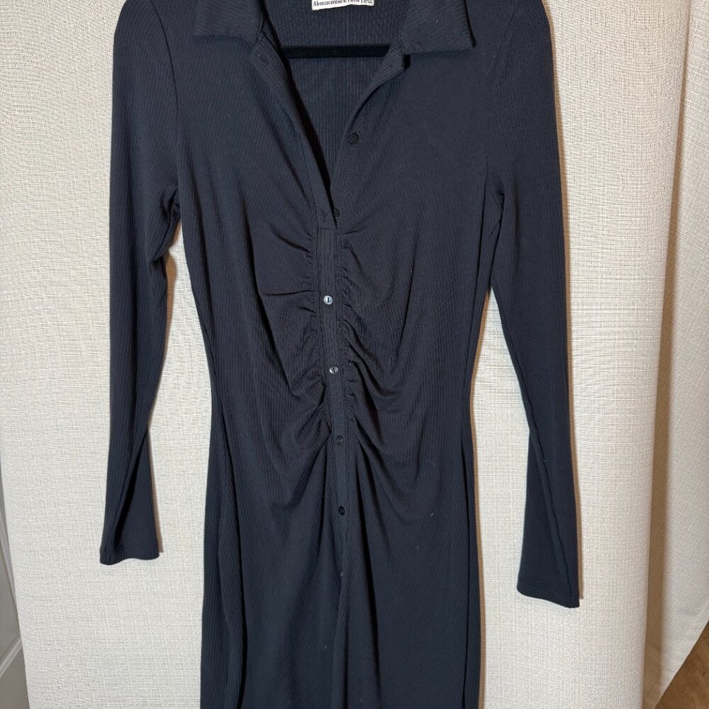 Abercrombie & Fitch Ribbed Button Down Dress - Medium Tall